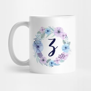 Floral Monogram Z Icy Winter Blossoms Mug